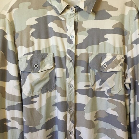 Retro 90s Tank Girl Pale Camo Soft Button Up Shirt - Picture 7 of 15